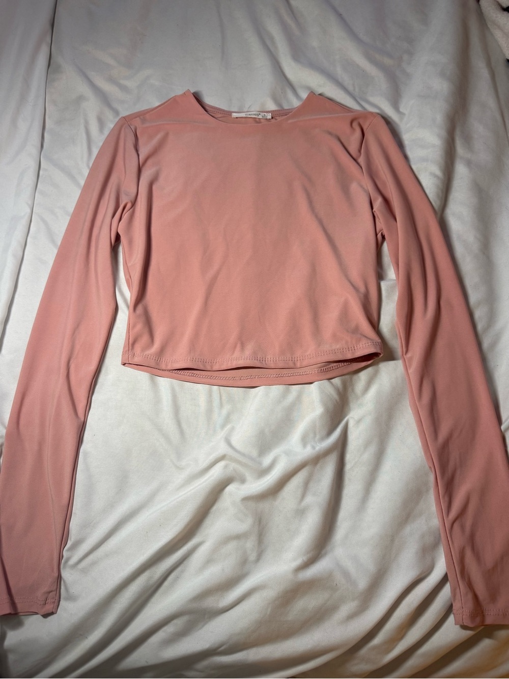 Timing Dusty Rose Long-Sleeve Crop Top